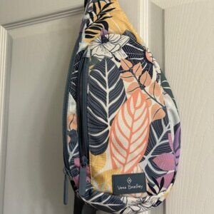 Vera Bradley-Sling and ID Pouch -Grey& Purple Leaves -EUC